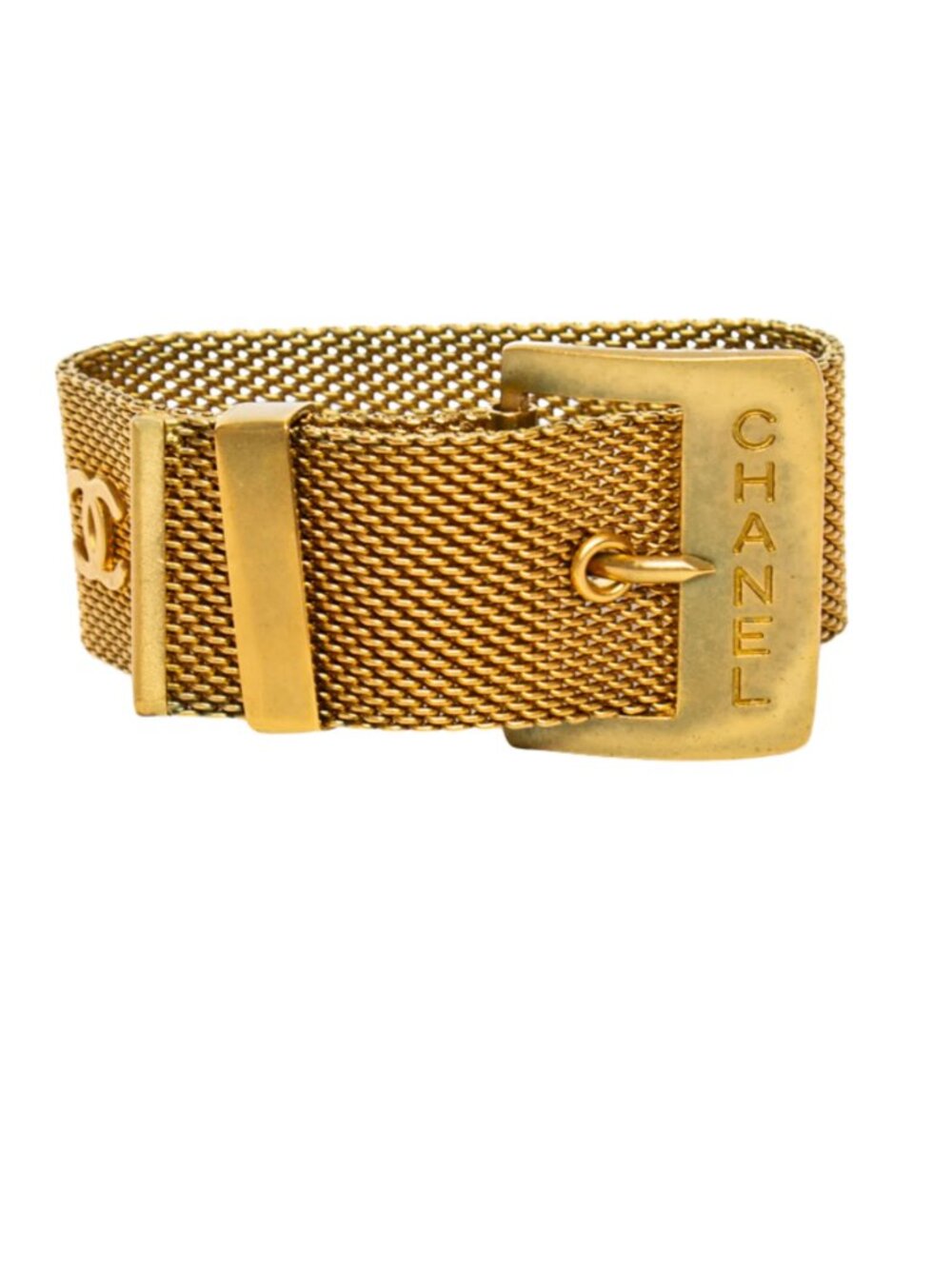 CHANEL Rare Vintage Gold CC Mesh Belt Bracelet